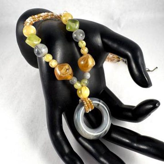 Multi Gemstone Agate Boho Beaded Adjustable Neckl… - image 7