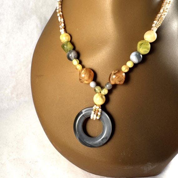 Multi Gemstone Agate Boho Beaded Adjustable Neckl… - image 13
