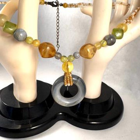 Multi Gemstone Agate Boho Beaded Adjustable Neckl… - image 4