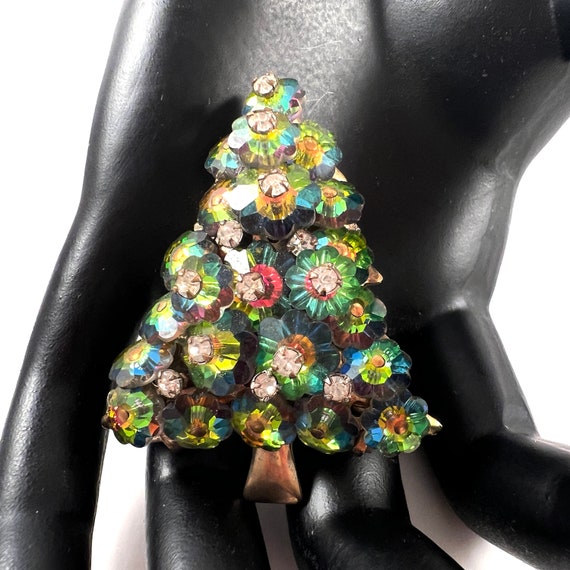 Rivoli Crystal and Rhinestone Christmas Tree Broo… - image 6