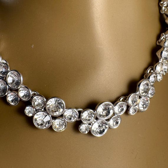 Crystal Rhinestone Silver Cluster Adjustable Link… - image 3