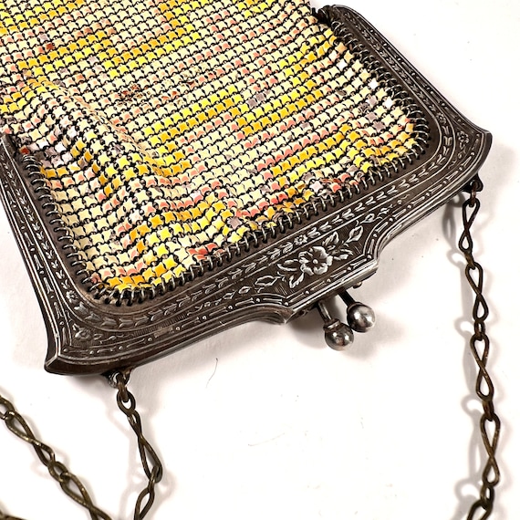 Art Deco Mesh Painted Purse, Whiting and Davis 19… - image 10