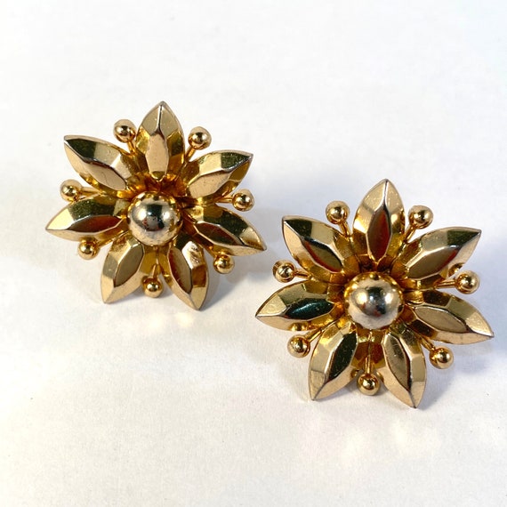 Coro Floral Earrings, Large Vintage Signed Star F… - image 3