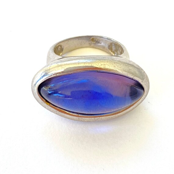 Vintage Statement Ring, 925 Silver and Large Blue… - image 2