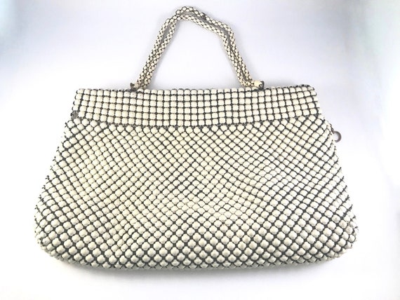 Whiting & Davis White Mesh Purse, Alumesh Bag, Lar