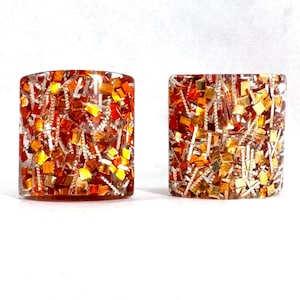 Rote Vintage Lucite Konfetti Ohrringe, 1950er Jahre Clip On Glitzernde Ohrringe, Unqie Vintage Mode Geschenk