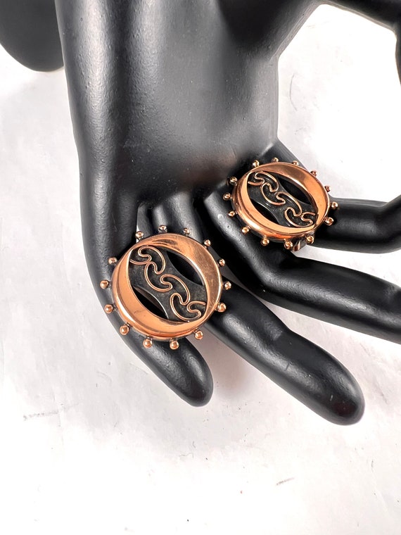 Mid Century Signed Copper Earrings, Vintage Abstr… - image 7