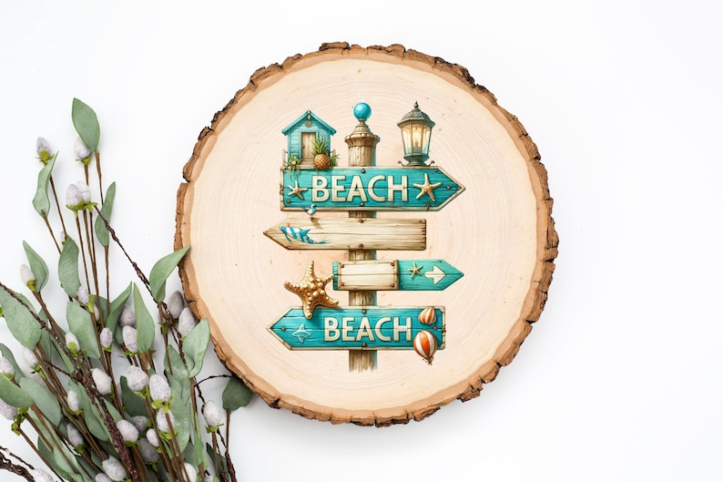 Beach Sign Post UV DTF Transparent Decal / Sticker You Choose Size - Etsy
