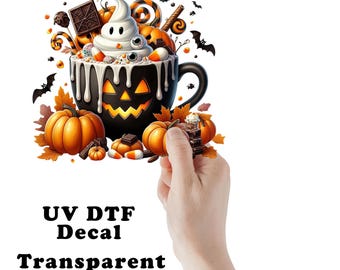 Ghost Hot Cocoa  Clear UV DTF Transparent Decal / Sticker You Choose Size
