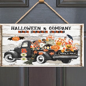 Halloween and Co Delivery Service Printed Handmade Wood Sign