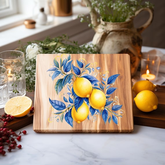 Lemons With Blue Leaves UV DTF Transparent Decal / Sticker You
