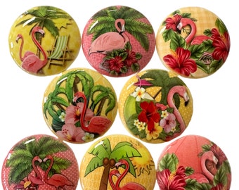 Set of 8 Pink Flamingo Cabinet Knobs