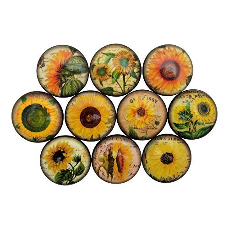 Set of 10 Sunflower Knobs Etsy
