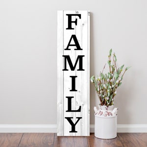 24 Inch (2 Foot Tall) Family Vertical Wood Print Sign