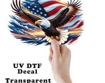 Patriotic Eagle UV DTF Transparent Decal / Sticker You Choose Size