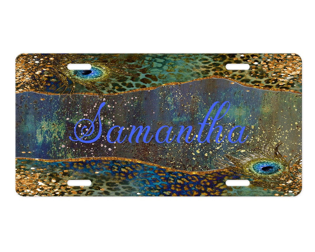 Personalized Peacock Feathers Aluminum Front License Plate Etsy