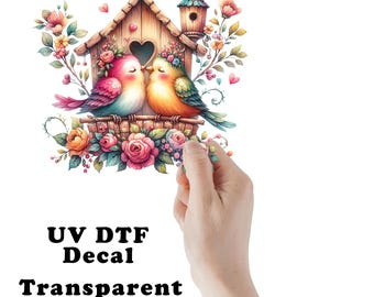 Love Birds UV DTF Transparent Decal / Sticker You Choose Size
