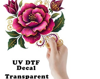 Pink Mexican Flower UV DTF Transparent Decal / Sticker You Choose Size