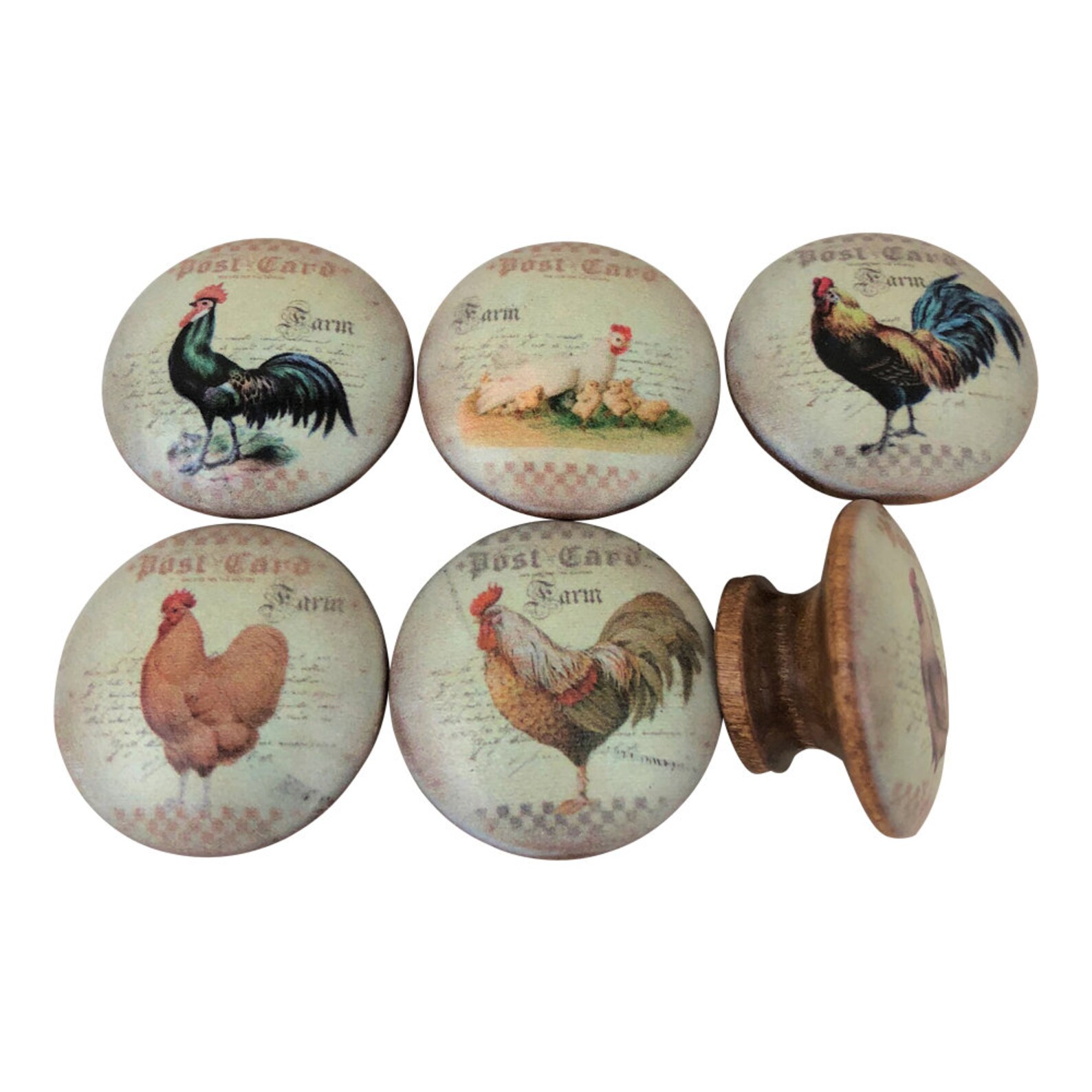 Set of 6 French Country Chicken Rooster Knobs Etsy