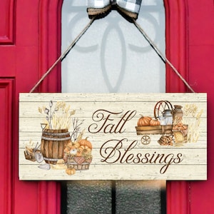 Fall Blessings Printed Handmade Wood Sign