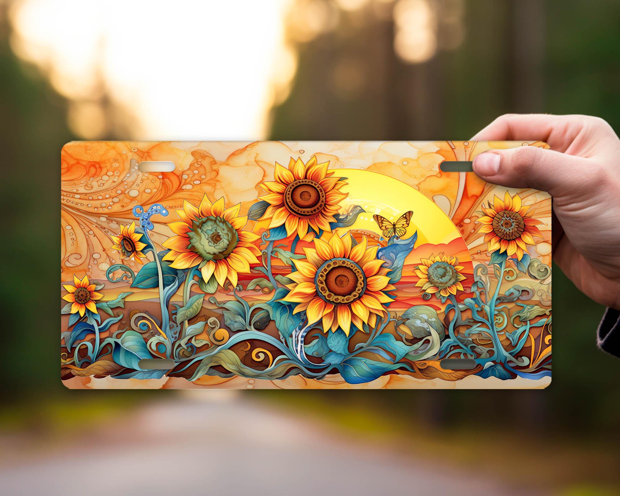Sunflower Sunrise Vanity Decorative Front License Plate Cute Car