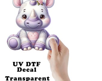 Violet Rhino UV DTF Transparent Decal / Sticker You Choose Size