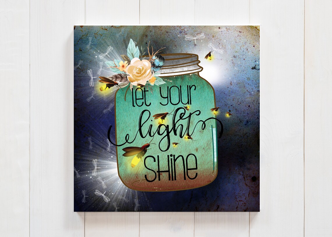 12x12 Let Your Light Shine Wall Art Canvas Print Etsy