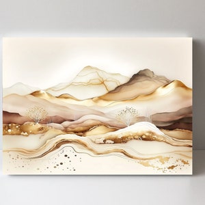 20x16 Abstract Mountain Range Wall Art Canvas Print