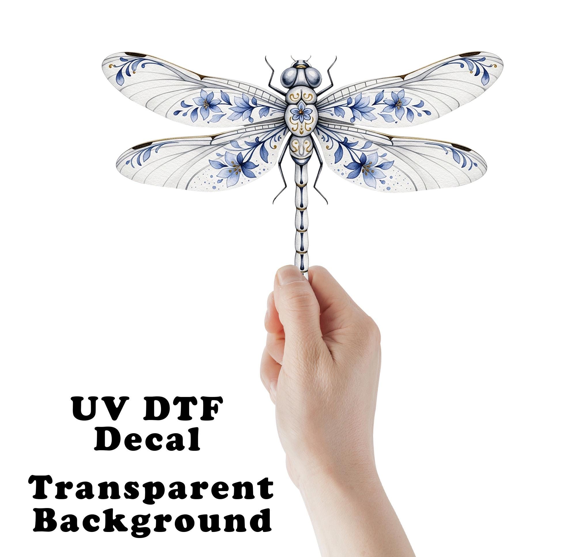 Chinoiserie Dragonfly UV DTF Transparent Decal / Sticker You