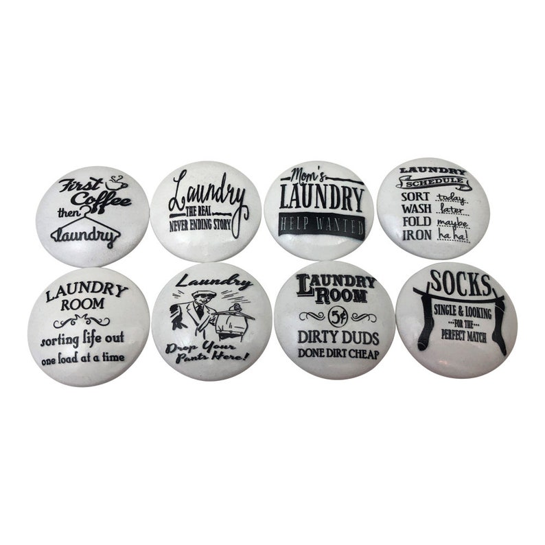 Set of 8 Black and White Laundry Room Knobs Etsy