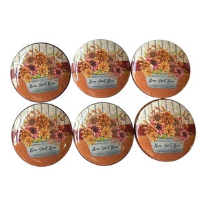 Orange Flowers Home Sweet Home Wood Cabinet Knobs, Drawer Knobs and Pulls, Kitchen Cabinet Knobs, Boho Decor,  Floral Decor