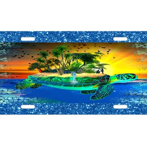 Sea Turtle Island Aluminum Front License Plate