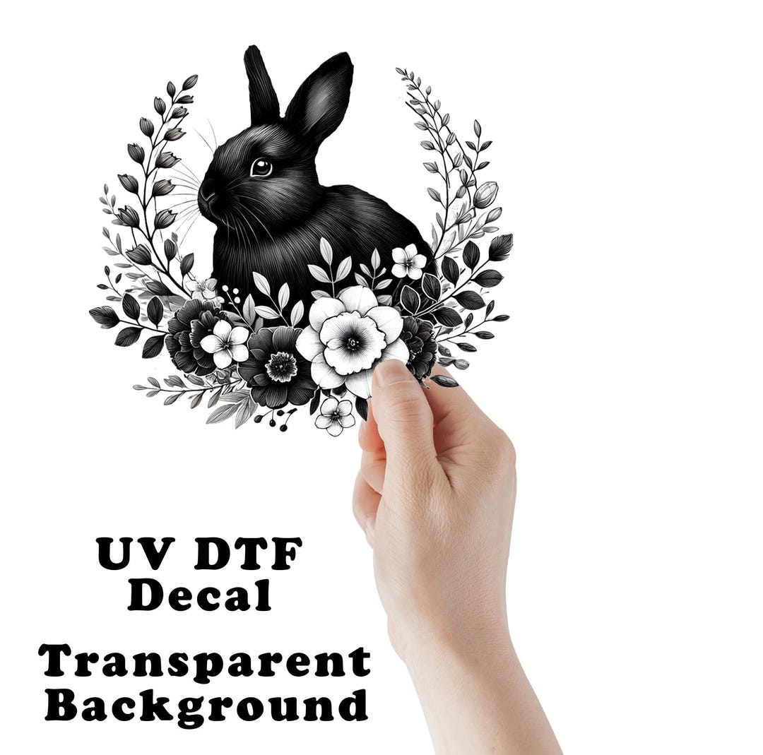 Dark Rabbit Stickers Black Rabbit UV DTF Transparent Decal / Sticker You Choose Size - Etsy