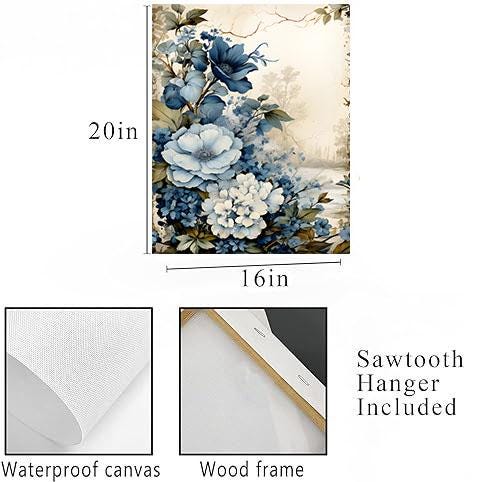 16x20 Blue Flowers Wall Art Canvas Print - Etsy
