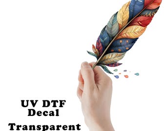 Tribal Feather UV DTF Transparent Decal / Sticker You Choose Size