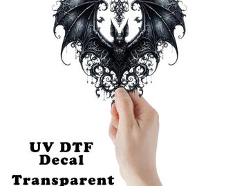 Goth Black Bat UV DTF Transparent Decal / Sticker You Choose Size