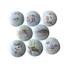Cabinet and Drawer Knobs, Set of 8 Sea Life Magic Coastal, Cabinet Knobs Drawer Knobs and Pulls, Kitchen Cabinet Knobs,