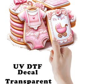 Baby Girl Cookies Baby Shower UV DTF Transparent Decal / Sticker