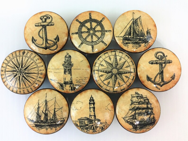 Set of 10 Vintage Nautical Knobs Etsy
