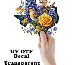 Texas Icons  UV DTF Transparent Decal / Sticker You Choose Size