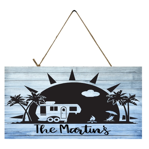 Personalized Beach Camper Printed Handmade Wood Sign
