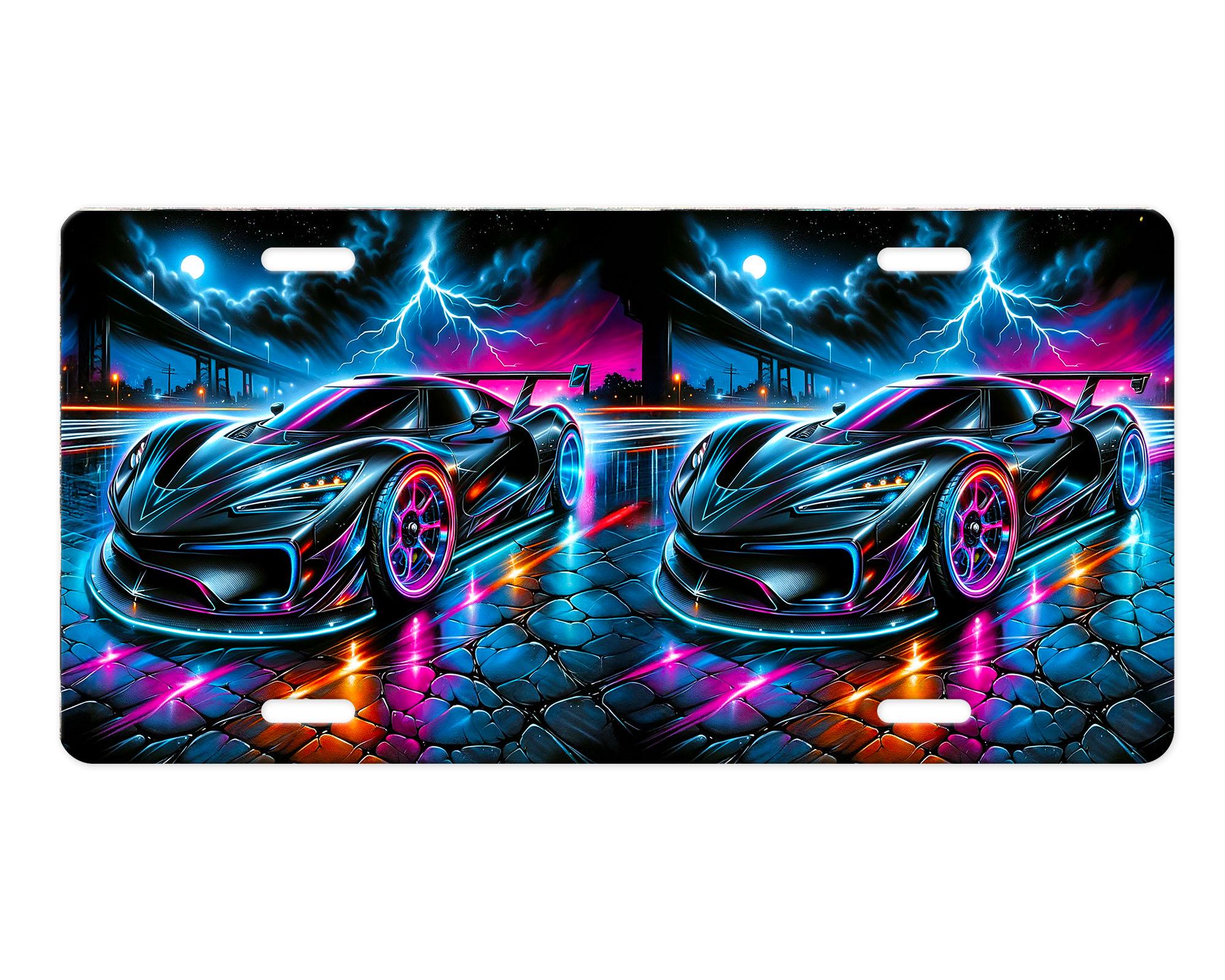 Neon Cars Vanity Decorative Front License Plate Cute Car License