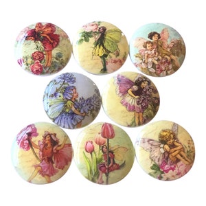 Set of 8 Fairy Kids Wood Cabinet Knobs Kitchen Cabinet Nursery Knobs Dresser Drawer Knobs