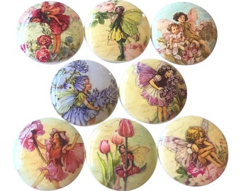 Set of 8 Fairy Kids Wood Cabinet Knobs Kitchen Cabinet Nursery Knobs Dresser Drawer Knobs