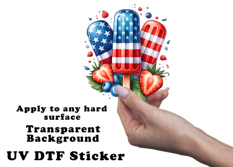Popsicles Decal 4th of July Popsicle UV DTF Transparent Decal / Sticker You Choose Size ...