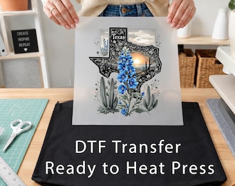 Texas Bluebonnets DTF Transfer Ready to Heat Press T Shirt Transfer
