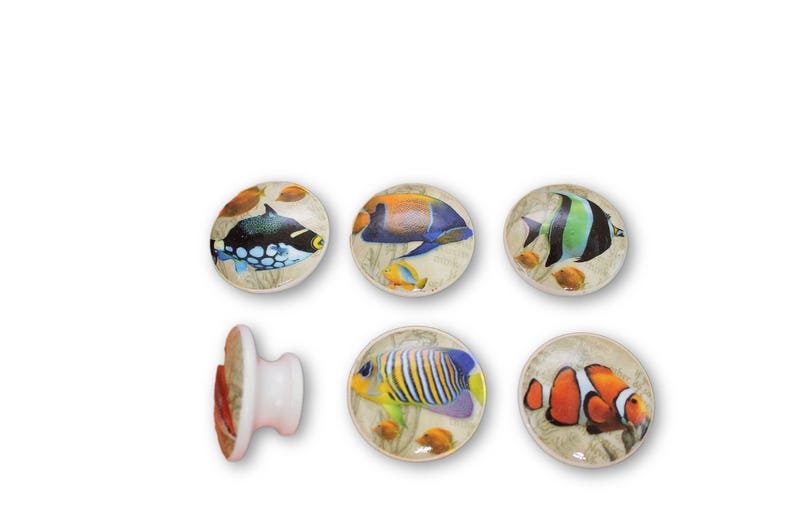 Set Of 6 Tropical Fish Cabinet Knobs