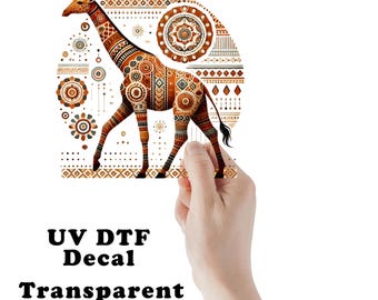 Tribal Giraffe UV DTF Transparent Decal / Sticker You Choose Size