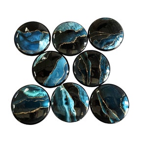 Cabinet and Drawer Knobs, Set of 8 Teal and Black Agate, Cabinet Knobs Drawer Knobs and Pulls, Kitchen Cabinet Knobs,