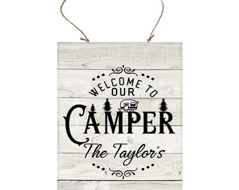 Personalized Welcome to Our Camper Printed Handmade Wood Sign